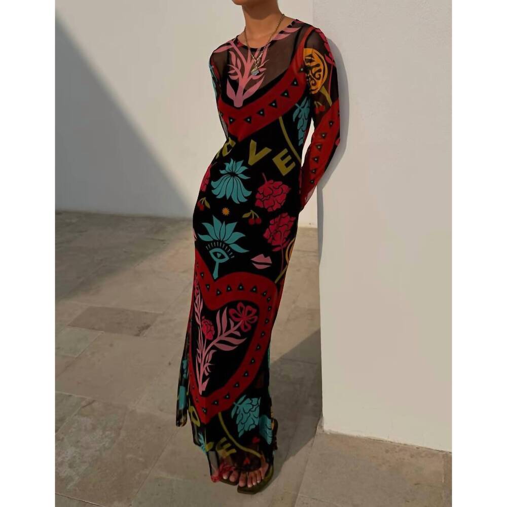 NEW NEVER FULLY DRESSED amara mesh dress in black multi